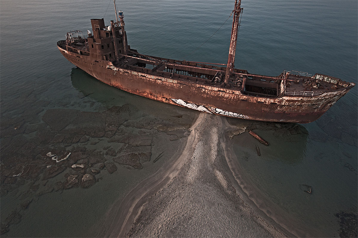 stranded #5, greece, 2011 (mv dimitrios was temporary anchored outside gythos but swept away in storm and stranded at the beach)