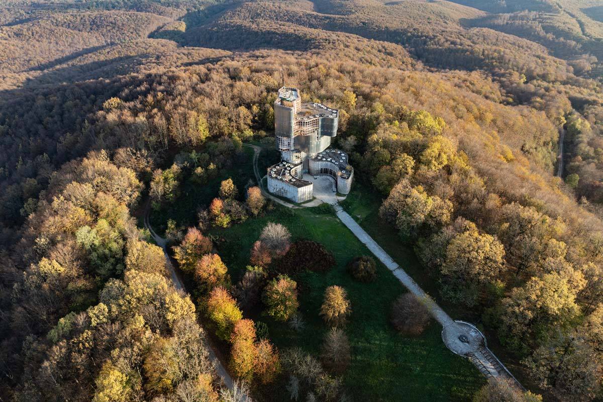 pitchforks II, fallen #25, croatia, 2024 (ww2 monument & museum for 300 serb peasants who died here armed with pitchforks only. destroyed and looted in the balkan war )