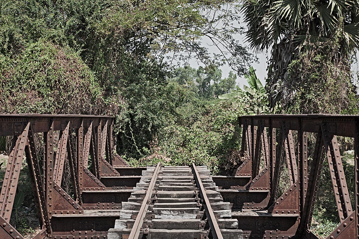 khmer vert, lost track #10, cambodia, 2011 (the railway pp-bkk was built by the french with rails they dismantled in germany after ww1 it was abandoned with the rise of the khmer rouge. reopened in 2019)